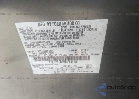 2013 Ford Taurus Sel z USA, uszkodzony, nr VIN 1FAHP2E88DG214438